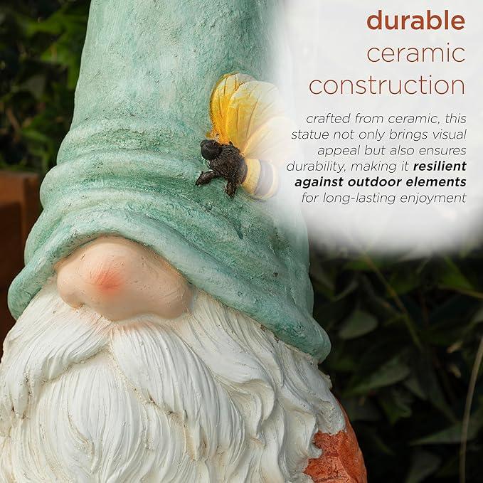 Alpine Corporation MCC844 Indoor/Outdoor Gnome Reading a Book Garden Statue, Charming Gnome Statue with Hat, 20