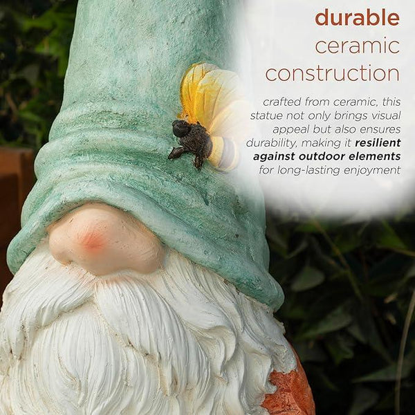 Alpine Corporation MCC844 Indoor/Outdoor Gnome Reading a Book Garden Statue, Charming Gnome Statue with Hat, 20
