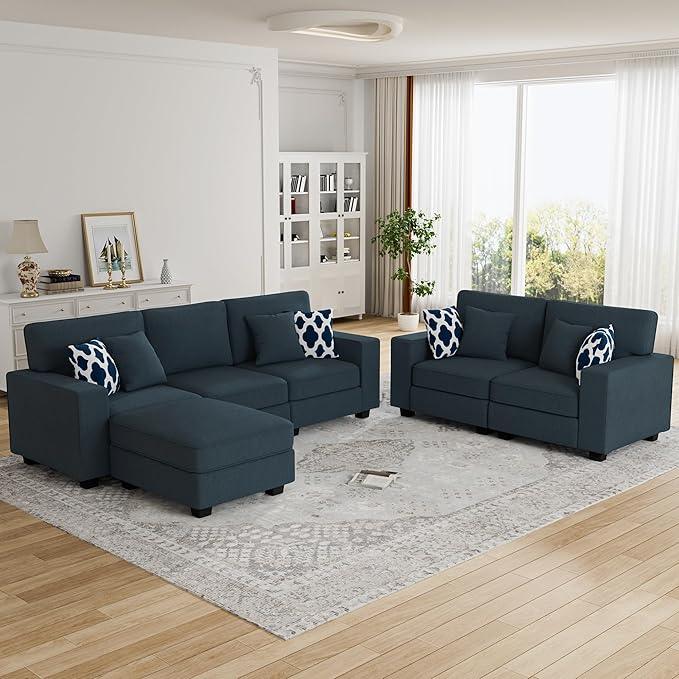 L Lengend Vansen Modular Sectional Sofa U Shaped Couch with Ottoman Modern Reversible Corner Sectional Couch for Living Room (Charcoal, 2+3 with Ottoman)