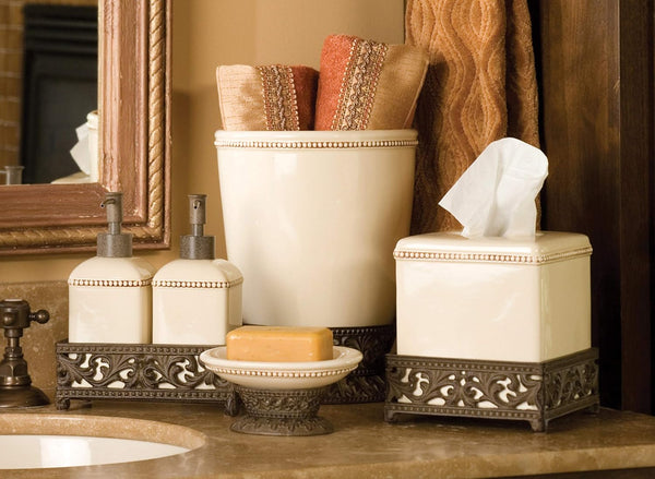 Acanthus Stoneware Waste Basket