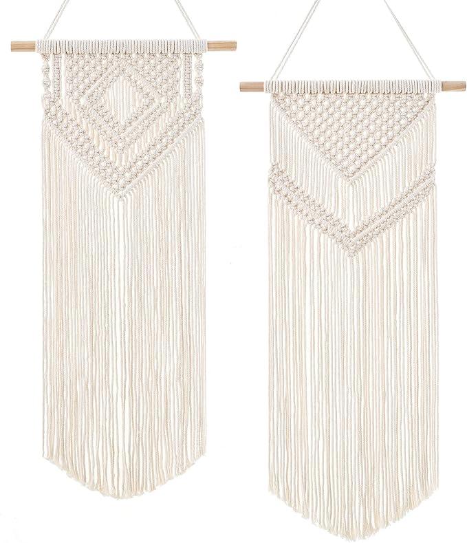 Dahey 2 Pcs Macrame Wall Hanging Woven Tapestry Wall Art Decor - Beautiful for Boho Home Decor, Apartment, Nursery, Party Decorations, 26