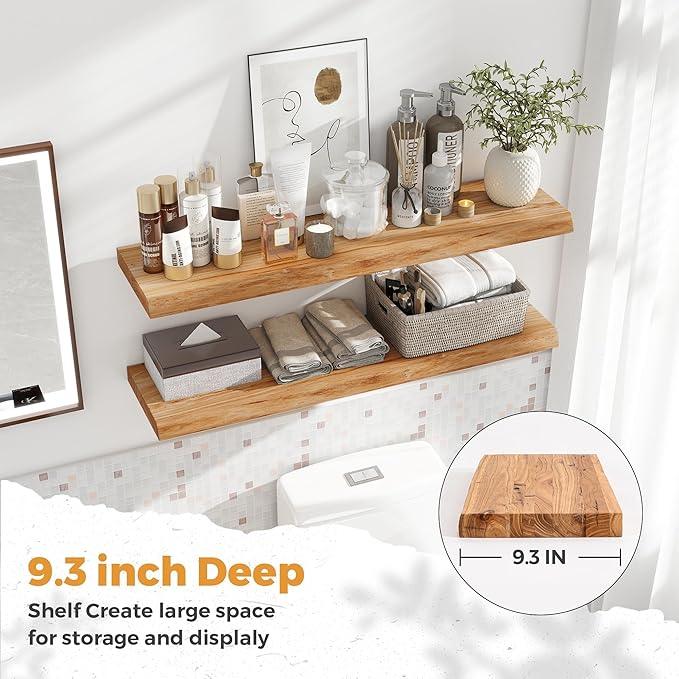 RICHFOCUS Live Edge Elm Floating Shelves - 36