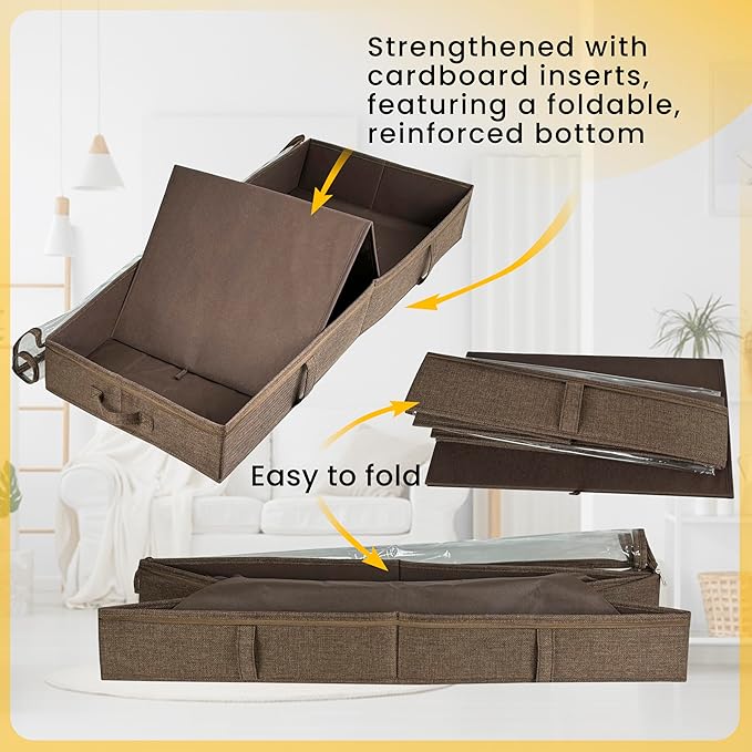 Brown Low Profile Under Bed Storage Containers 5 inches high, 33.8