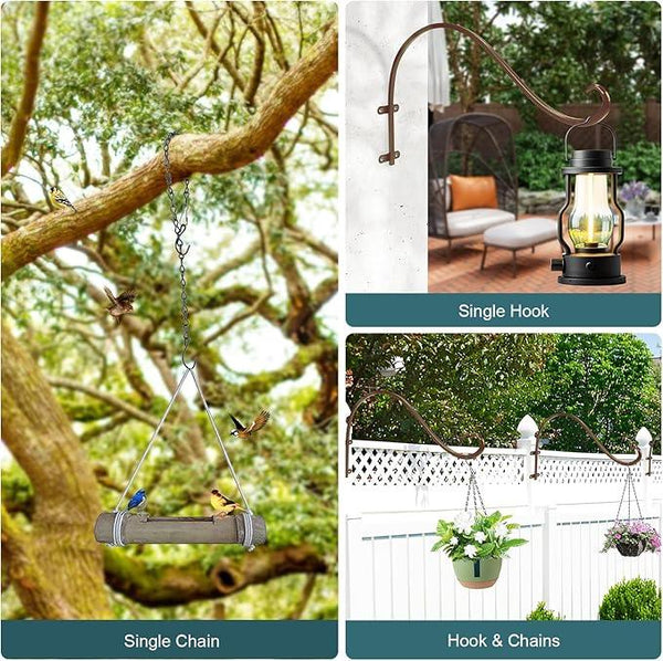 Plant Hangers Outdoor, 4 Pack 16 Inch Plant Hooks for Wall Metal Plants Hanging Bracket for Bird Feeder, Flower Baskets, Wind Chimes, Lanterns, Indoor Outdoor, Bronze