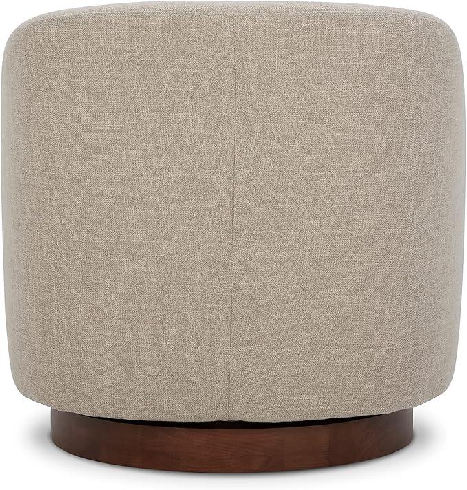 CHITA Swivel Accent Chair, FSC Certified Upholstered Fabric Barrel Chair for Living Room, Fully Assembled, Flax Beige