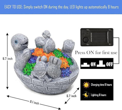 Solar Turtles for Outdoors with 8 LED Lights - Cute Turtle Statue with Baby for Yard Decorations Outdoor - Ideal for Anniversaries, Christmas, Birthdays, Gift for Mom - Garden Decor for Outside