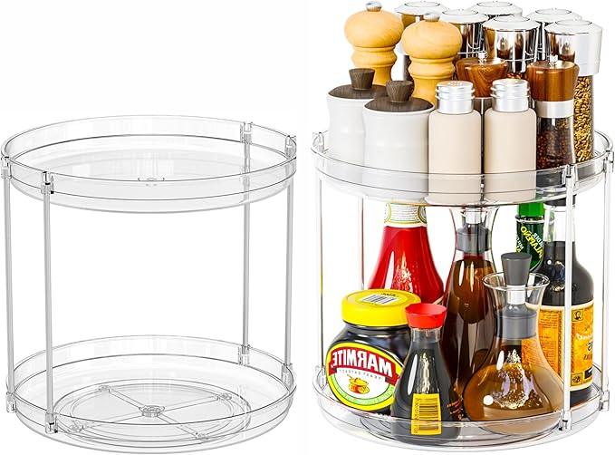 2 Tier Lazy Susan Turntable for Cabinet,Countertop,Pantry,9.5