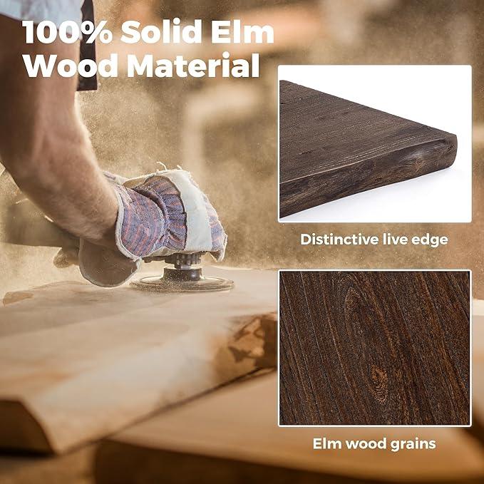 RICHFOCUS Live Edge Elm Floating Shelves - 55