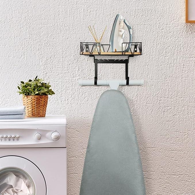 TJ.MOREE Ironing Board Holder Wall Mount - Laundry Room Iron and Ironing Board Hanger Laundry Room Decor Organization and Storage (T&V Shaped)