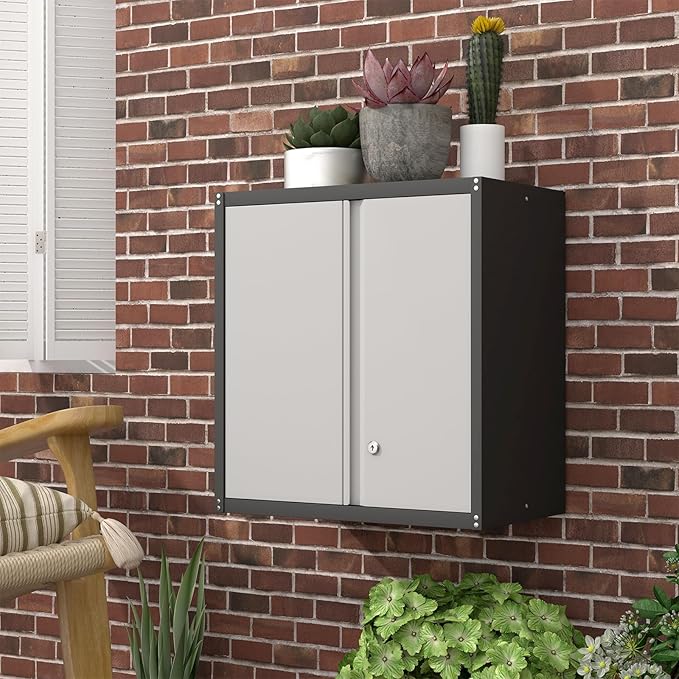 Metal Wall Cabinet,Locking Cabinet with Shelves,Wall Mounted Storage Cabinet1 for Basement,Home,Garage,Gray