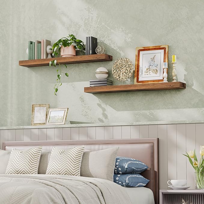 HOOBRO Floating Shelves for Wall, Wall Mounted Shelf Set of 2, 47.2