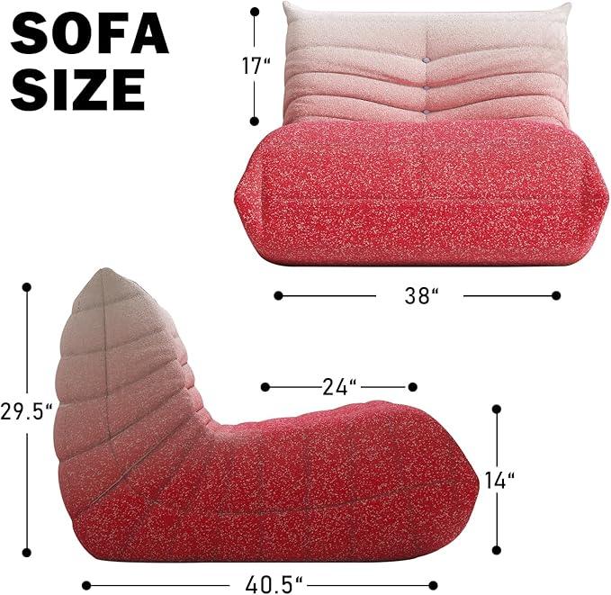 Bean Bag Chair, Fireside Chair Bean Bag Sofa Large Bean Bag Chair for Adults, Bean Bag Chairs for Teens with High Density Comfortable Foam, Memory Foam Bean Bag for Living Room, Bedroom (Pink&White)