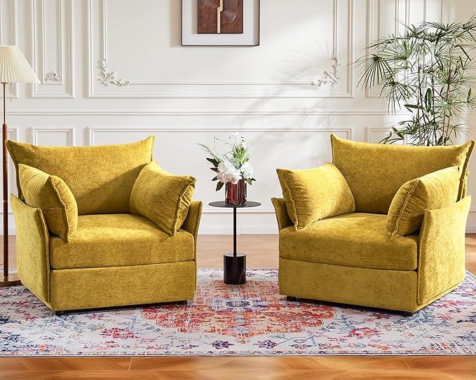 Oversized Accent Chair, Upholstered Modern Sofa Chair with Removable Backrest & Detachable Cover, 24.5