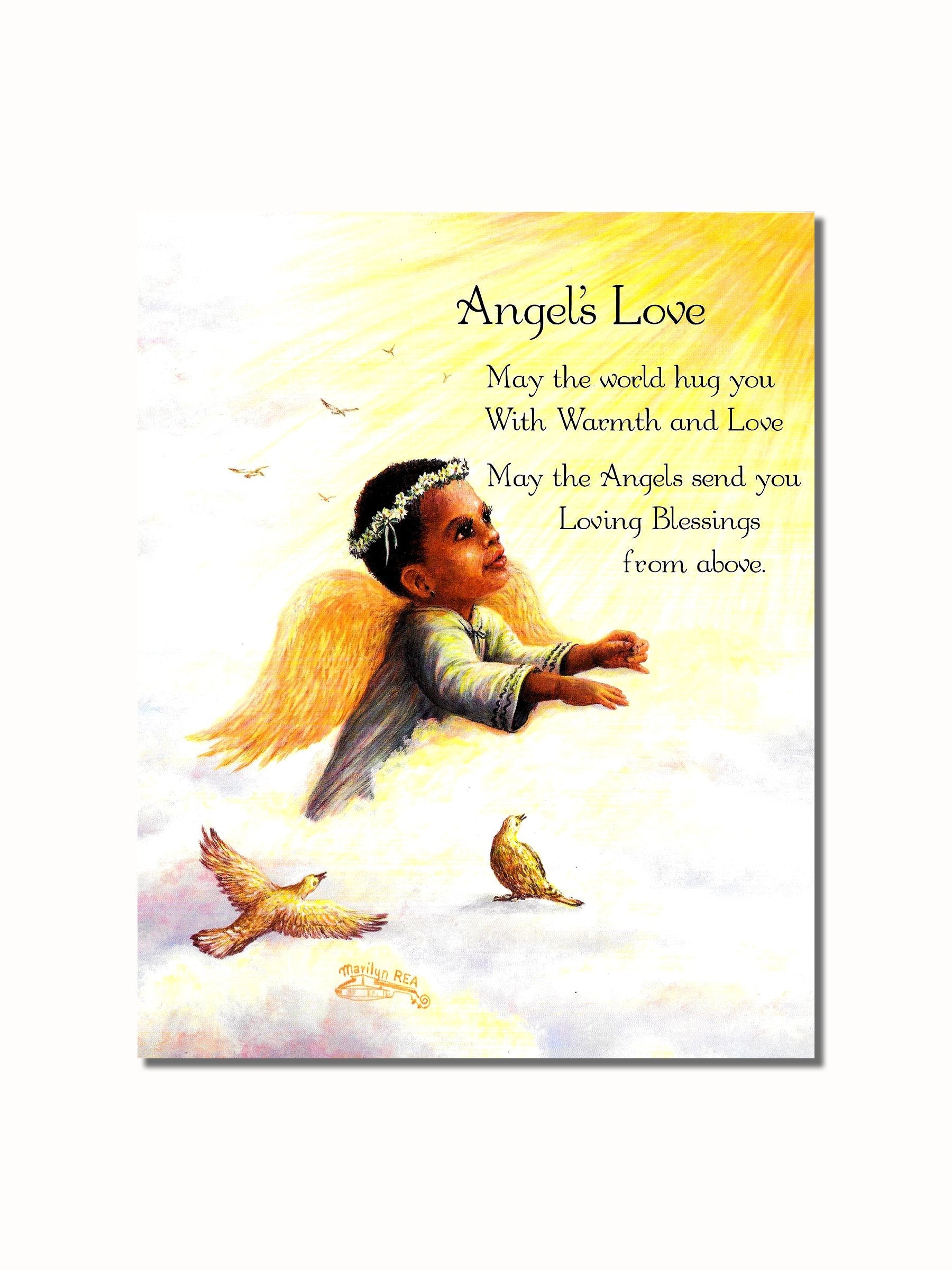 Black Angel Wall Art - African American 8x10 Art Print | Spiritual Decor
