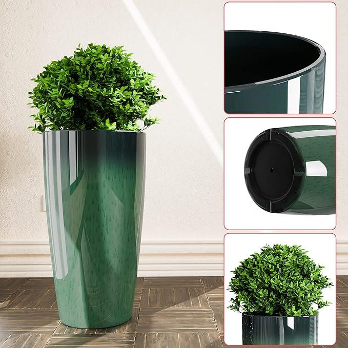 QCQHDU 21 inch Tall Planters for Indoor & Outdoor Plants, 2 Pack Sturdy Plant-Flower-Tree Pots for Front Porch Patio Deck Living Room Decor