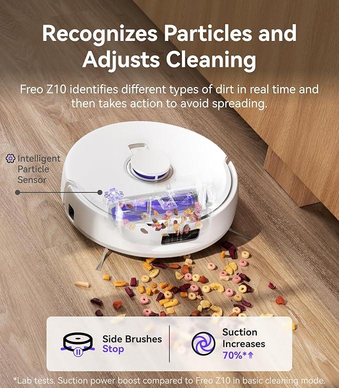 NARWAL Freo Z10 Robot Vacuum and Mop Combo, Tangle Free Robot Mop, 15,000Pa Suction, Adapts to Hard-to-Reach Areas, Self-Emptying, Mop Washing & Drying, Obstacle Avoidance, for Pet Hair & Hard Floor