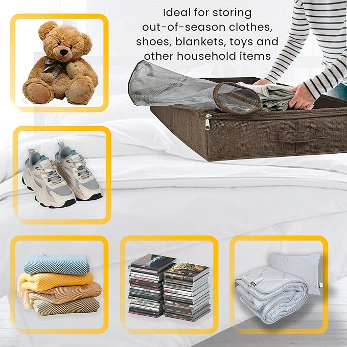 Brown Low Profile Under Bed Storage Containers 5 inches high, 33.8