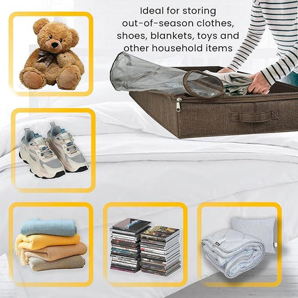 Brown Low Profile Under Bed Storage Containers 5 inches high, 33.8