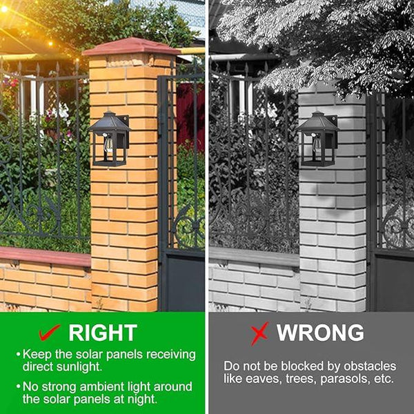 2 Pack Solar Wall Lantern Lights Outdoor Dusk to Dawn Motion Sensor Waterproof LED Wall Sconce Exterior Porch Light Fixtures Warm White, 3 Lighting Modes for Fence Patio Garage Garden Yard