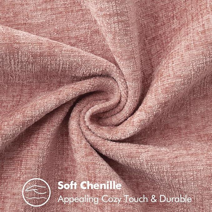 MIULEE Pack of 2 Couch Throw Pillow Covers 24x24 Inch Blush Pink Farmhouse Decorative Pillow Covers with Stitched Edge Soft Chenille Solid Dyed Spring Pillow Covers for Sofa Bed Living Room