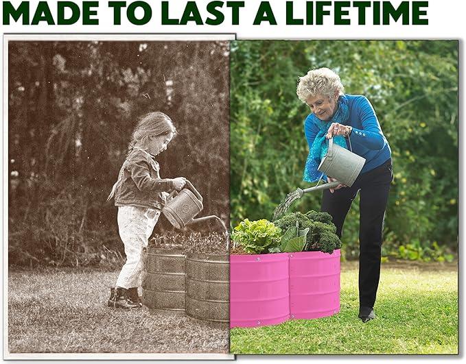Galvanized Raised Garden Beds Outdoor // 3×3×1 ft Planter Raised Beds for Gardening, Vegetables, Flowers // Large Metal Garden Box (Pink) // Patented Tool-Free Design