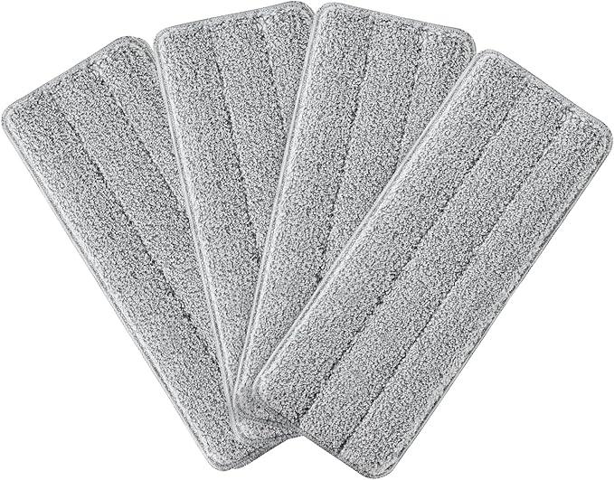 JOYMOOP Flat Mop Pads, Microfiber Mop Cleaning Pads, Washable Pads, Pads Replacement for Flat Mop or Mop Bucket Set, Pack of 4 Refills 13inch - Grey