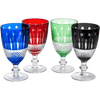 The Wine Savant Crystal Italian Multicolor Design Cups -Set of 4 Short Chalice Glasses 8oz 5.7
