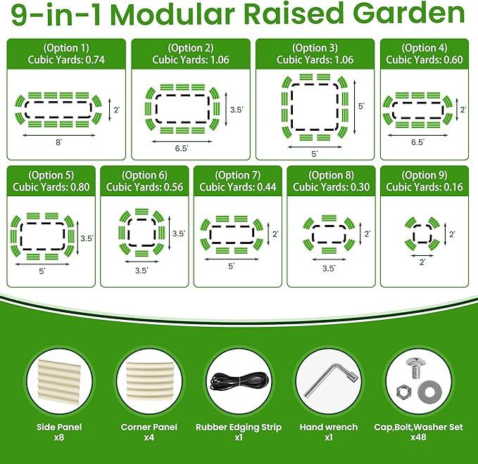 8 X 2 X 1.4Ft Raised Garden Beds Kits, Galvanized Raised Garden Beds Outdoor Planter Box for Vegetables, Gardening, Flowers, Fruits etc(Ivory)