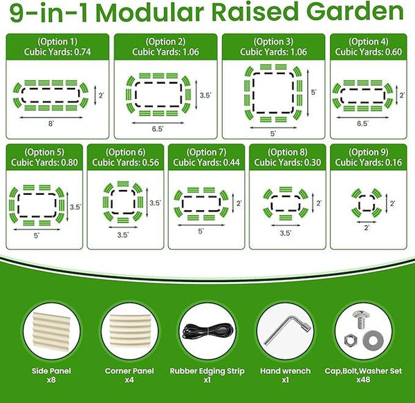 8 X 2 X 1.4Ft Raised Garden Beds Kits, Galvanized Raised Garden Beds Outdoor Planter Box for Vegetables, Gardening, Flowers, Fruits etc(Ivory)