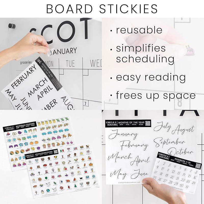 Personalized Clear Acrylic Calendar for Wall, Calendar Whiteboard for Wall, Dry Erase Wall Calendar, Wall Calendar Organizer System for Home (Cursive, Black, 38