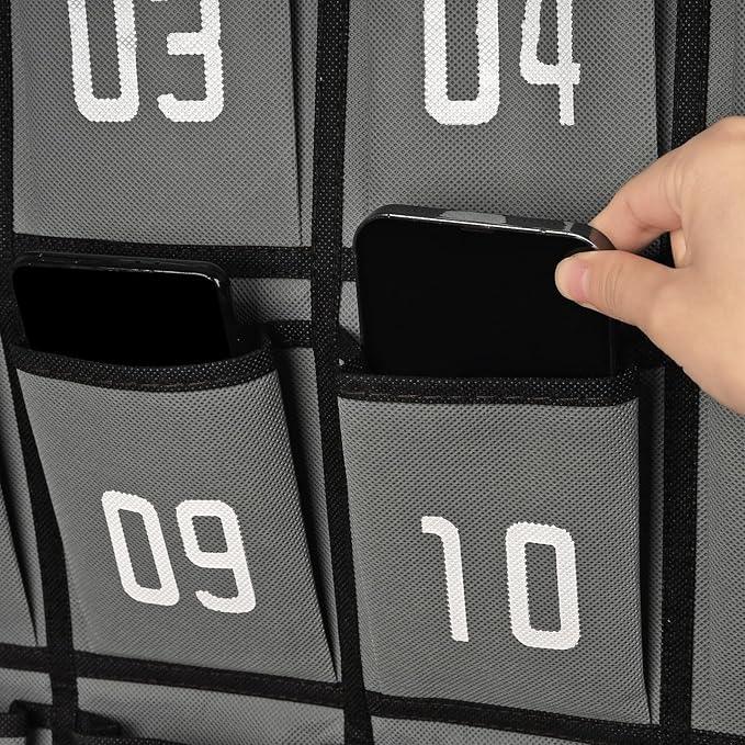 Loghot Classroom Accessories Closet Pocket Chart for Cell Phones Holder Wall Door Hanging Organizer (30 Pockets Gray)