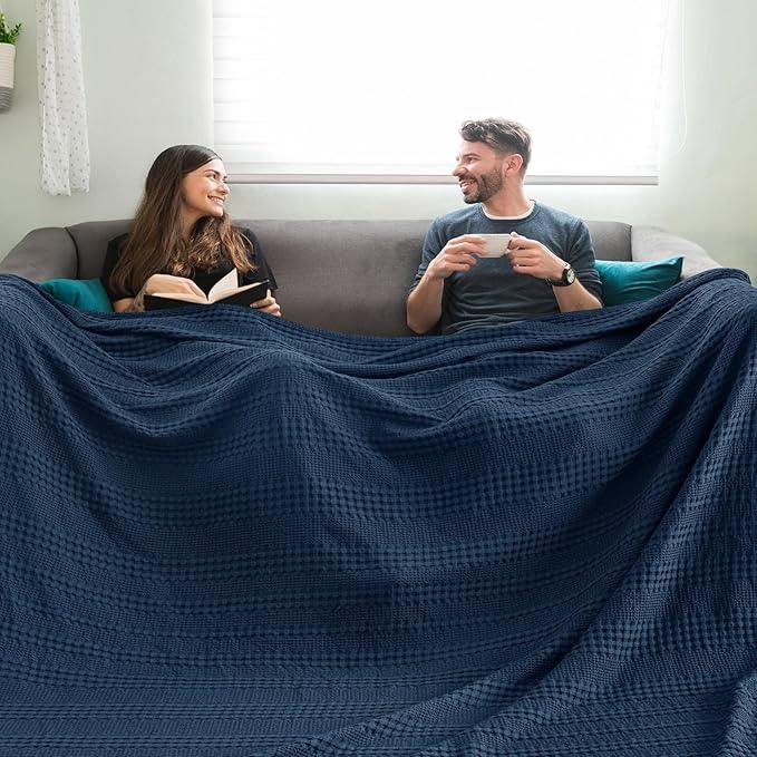 PHF Cooling Waffle Blanket California King Size, Lightweight 60% Rayon Derived from Bamboo & 40% Cotton Breathable Blanket for Hot Sleepers, Soft and Luxury for Bed Couch and Sofa, 110