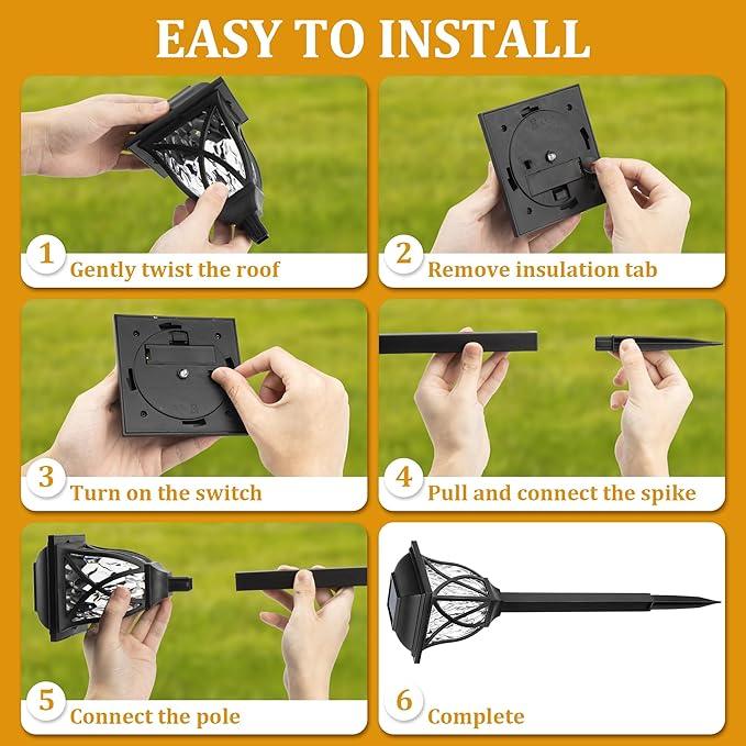 GIGALUMI Solar Lights Outdoor Waterproof, 8 Pack LED Solar Garden Lights, Solar Lights for Outside, Garden Decor for Yard, Patio, Landscape, Planter, Walkway (Warm White)