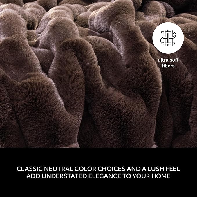 Mon Chateau Premium Reversible Luxury Faux Fur Throw for Couch, Sofa, or Bed - Plush Cozy Soft Blanket for Sleeping or Home Décor, 60
