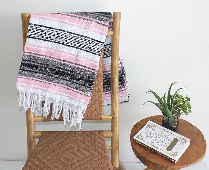 Del Mex Classic Mexican Blanket, Large Authentic Woven Falsa Throw (70