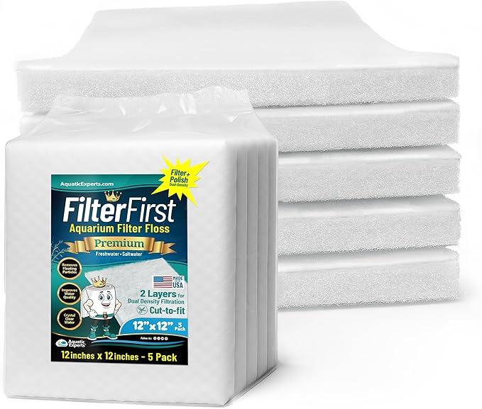 Aquatic Experts Aquarium Filter Floss for Fish Tank Filters - FilterFirst Aquarium Filter Pad - Media Roll for Crystal Clear Water, 3/4