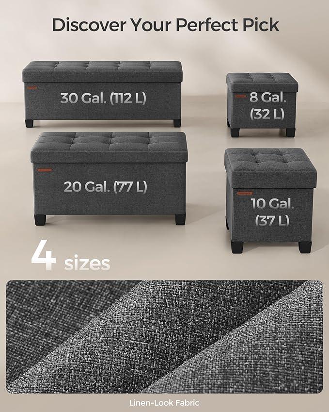 SONGMICS Storage Ottoman, Small Ottoman Foot Rest with Legs, 12.6 x 15.8 x 13.2 Inches Foot Stool, Load up to 660 lb, for Living Room, Bedroom, Dorm, Slate Gray ULSF012G01