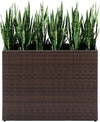 LEWIS&WAYNE Tall Planters for Outdoor Plants Handmade Wicker Large Rectangular Block Planter Box with Removable Liners Modern Planter for Indoor Outdoor Patio Deck - Brown