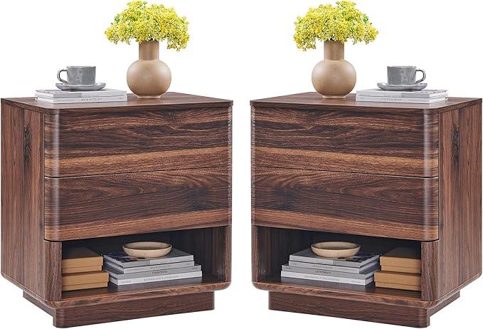 Nightstand Set of 2 with Charging Station, 22