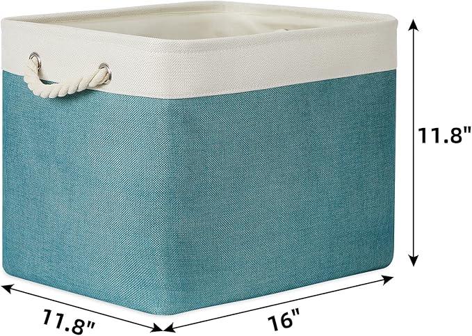 Bidtakay Foldable Storage Bins Set of 2 Tall Cloth Baskets 16