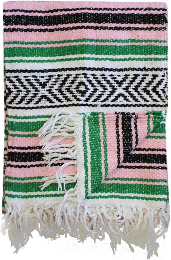 Del Mex Classic Mexican Blanket, Large Authentic Woven Falsa Throw (70