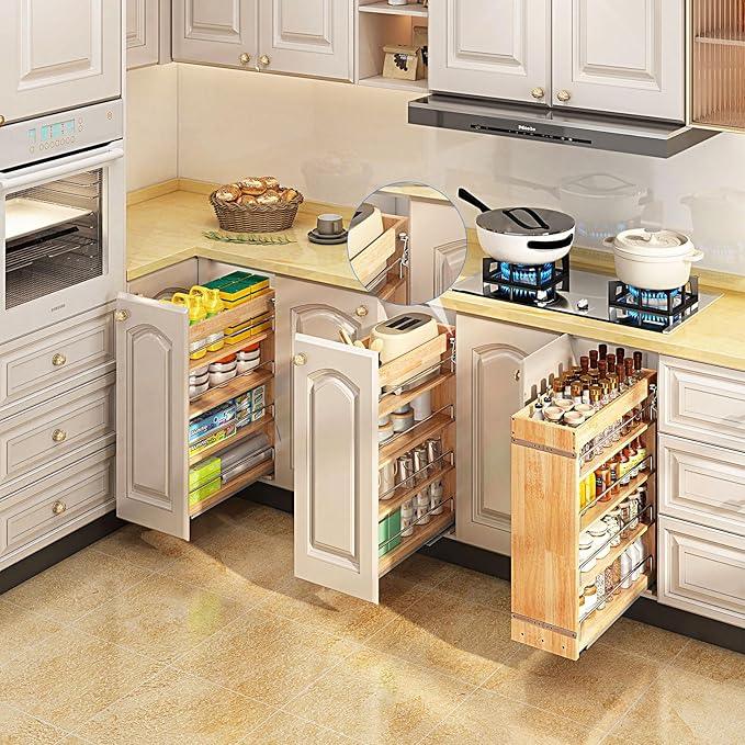 DINDON Pull Out Spice Rack Cabinet Organizer, (8