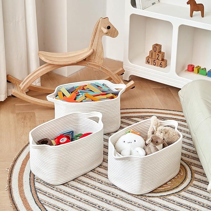 3 Packs Cotton Rope Woven Basket With Handles for Shelves -15