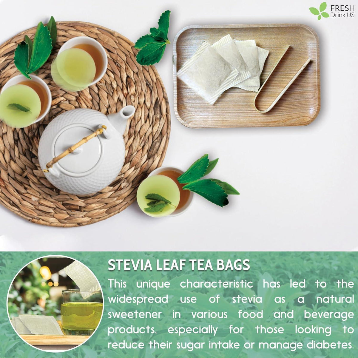 Stevia Leaf, Whole Dried Leaves, Tea Bags, Powder, 100% Natural and Pure from Stevia Leaves. Sugar Substitute for Tea, Coffee. Loose Leaf Stevia Herbal Tea. Zero Calorie Sweetener. No Sugar, No Caffeine, No Gluten, Vegan.