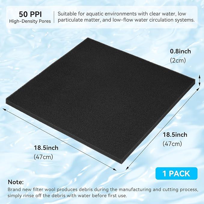 Aquarium Filter Sponge Pad, Filter Media Foam Sponges, Filter Accessories for Fish Tanks and Ponds (18.5