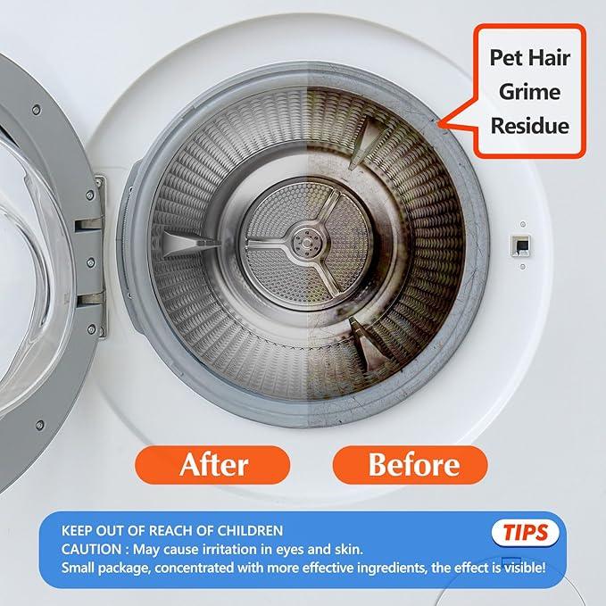 Washing Machine Cleaner-36Pack-18 Month Supply,Washer Machine Cleaner Tablets Formulated For Pet Owners,Easy Pet Hair Remover for Laundry,Compatible with HE, Top & Front Load Washer.Septic Safe