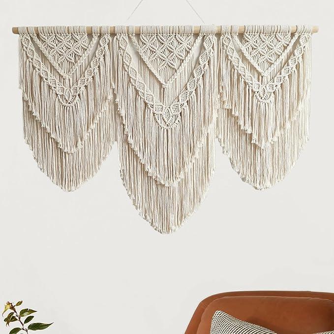 large macrame wall hanging - Boho Tapestry Macrame Wall Decor Art- Chic Bohemian Handmade Woven Tapestry Home Decoration for Bedroom Living Room Apartment Wedding Party - 43
