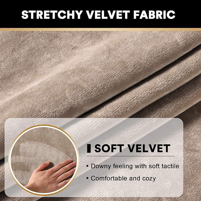 PrinceDeco Velvet Stretch Couch Cushion Cover Soft Cushion Slipcover for Chair Loveseat Sofa Furniture Protector Seat Cushion Sofa Cover (Each Width Up to 29.5