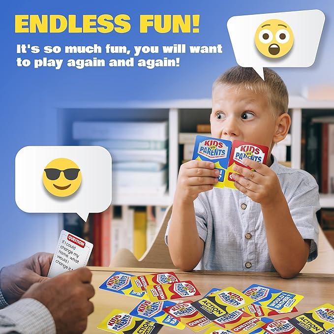 Kids VS Parents – A Hilarious Family Game with Conversation Starters & Fun Challenges – Card Game for Kids, Teens & Adults | Perfect for Game Night, Travel, or Gifts