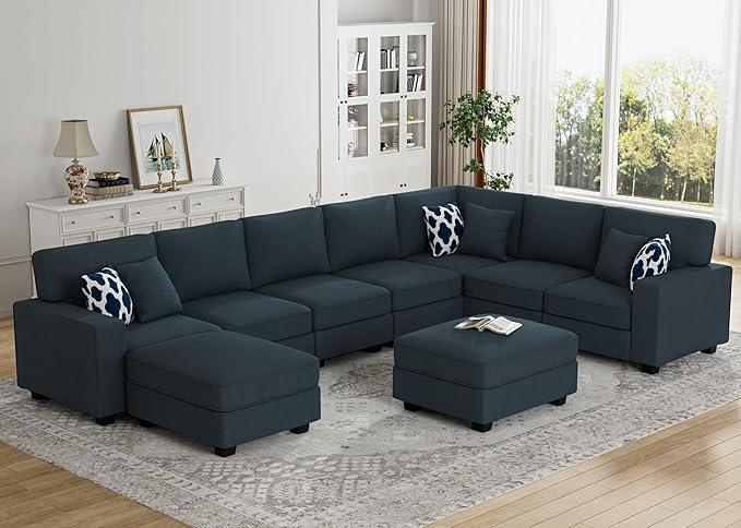 L Lengend Vansen Modular Sectional Sofa U Shaped Couch with Ottoman Modern Reversible Corner Sectional Couch for Living Room (Charcoal, U Shaped Sofa-5)
